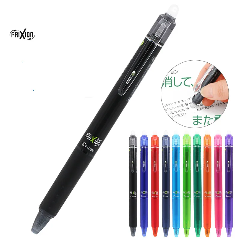 

1 PC Pilot Frixion Ball Knock Retractable Erasable Gel Pen 0.5mm Extra Fine Assorted 10 Colors Available