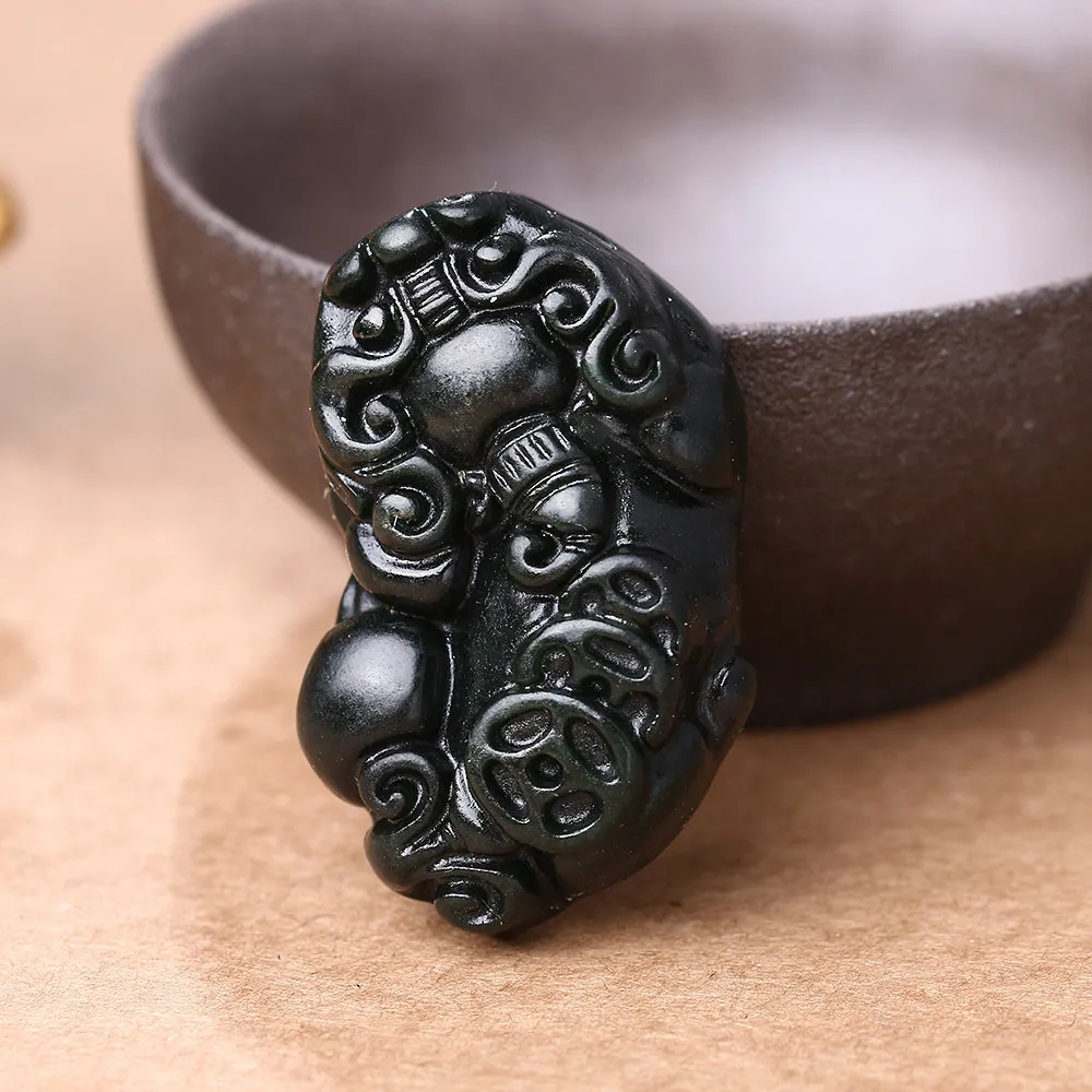 

Natural Obsidian Jade Necklace Brave Troops Women Jewelry Chalcedony Pendant Couple Natural Necklace Fashion Hand Carved Gift