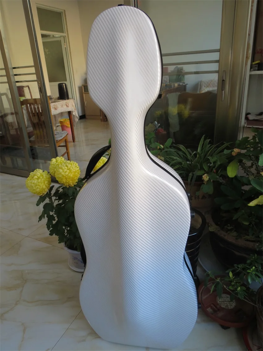 

Free Shipping Full size 4/4 composite Carbon fiber Cello Case in white color #raoyang