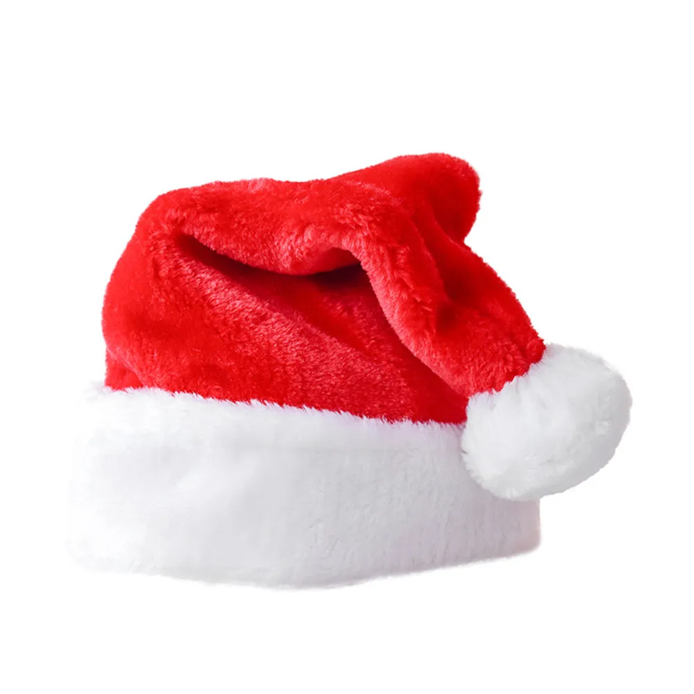 

2pcs Thickened Christmas Hats Plush Santa Hat Plush Red Merry Christmas Cap for Adults