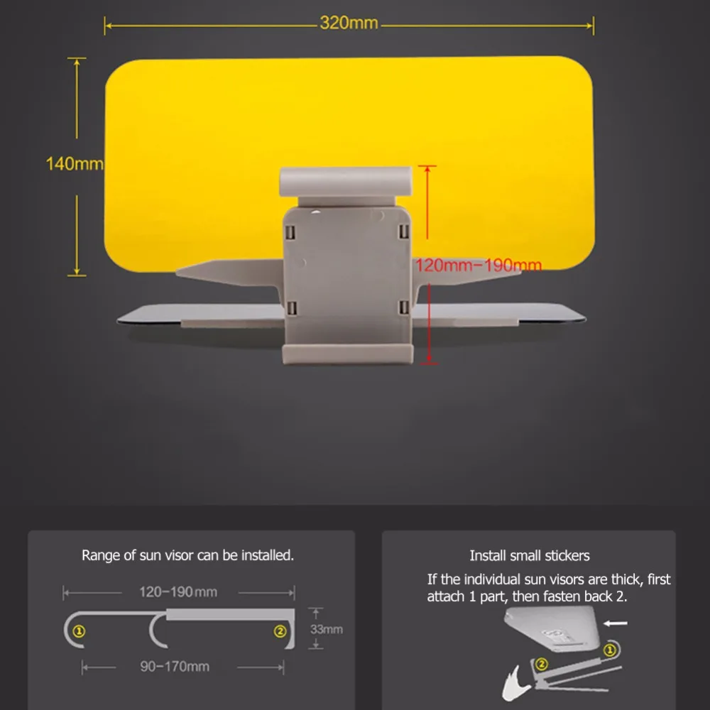2 в 1 Автомобильный солнцезащитный козырек, авто анти солнечный свет, зеркала ночного видения, прозрачный вид, стеклянные очки, интерьерные УФ очки для HD блочного Блика