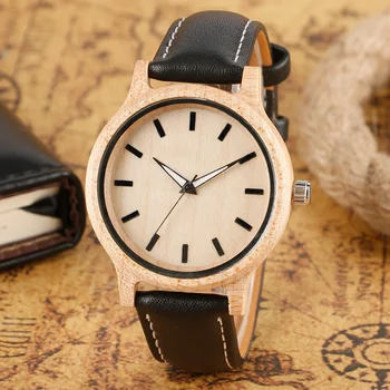 

Classical Design Men's Quartz Wood Watches with Black Genuine Leather Band Hand-made Nature Wooden Wristwatch Reloj de madera