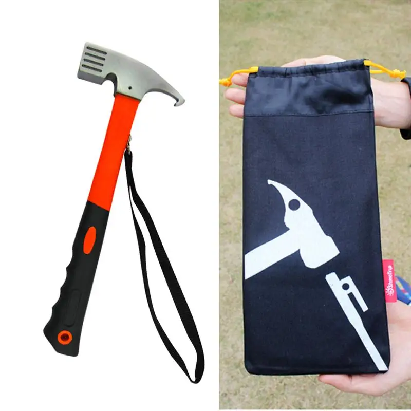 

1 PC Multifunction Tent Copper Hammer Life-Saving Tool Tent Nail Extractor Claw Hammer Hand Tools For Outdoor (Orange+Black)
