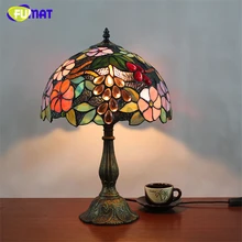 FUMAT Table Lamps Stained Glass Lamp led light Bedside Study Pastoral Living Room Bar Table Lights