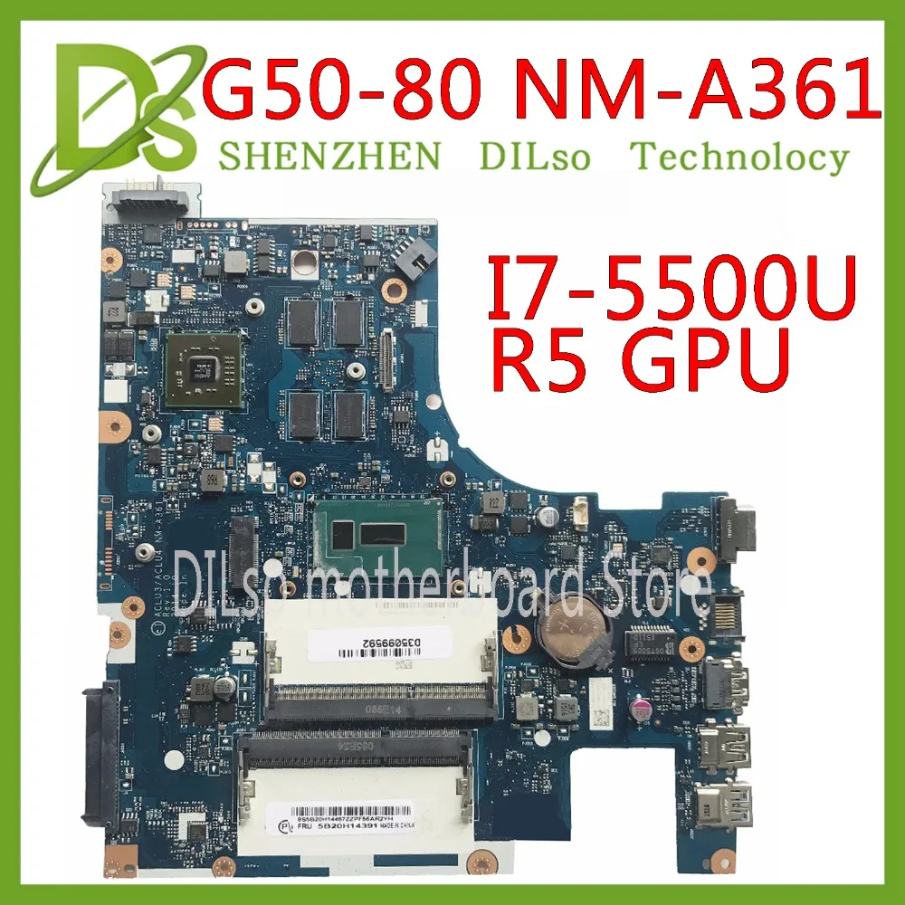 KEFU NM-A361 материнская плата для lenovo G50-80 ACLU3/ACLU4 NM-A361 PM материнская плата для ноутбуков I7-5500 процессор тест