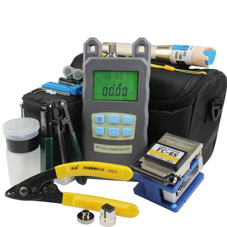 

FirstFiber Fiber Optic Ftth Tools Kit Optical Fiber Cleaver Visual Fault Locator 1mw VFL Optical Power Meter optique stripper