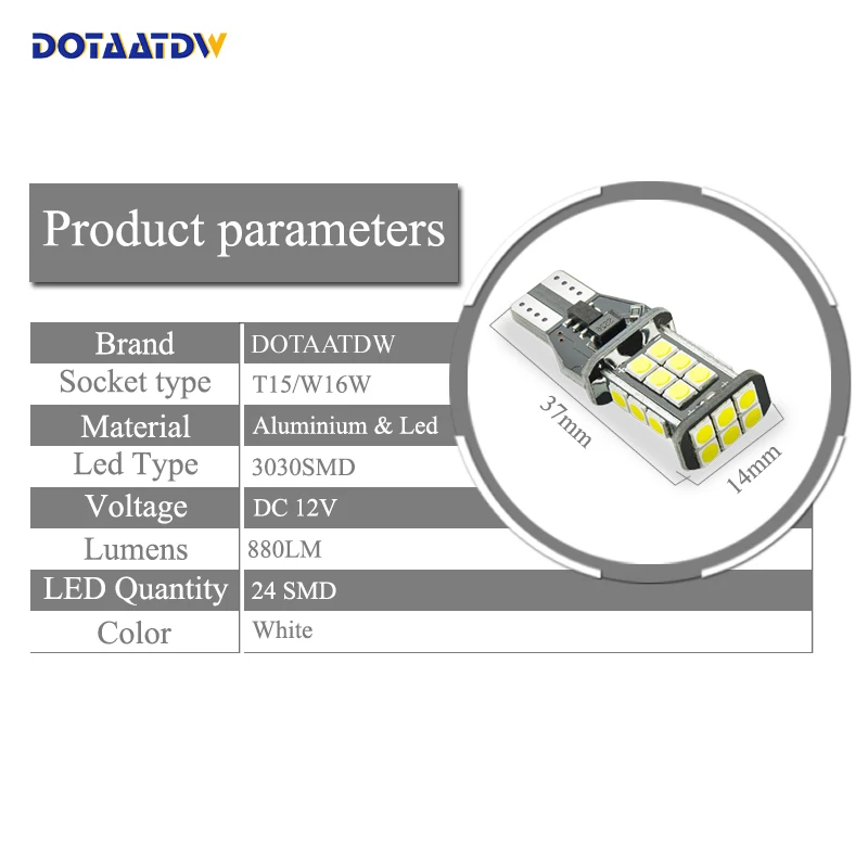 2x новое обновление очень яркий высокой Мощность Canbus 912 921 T15 W16W 3030 24SMD