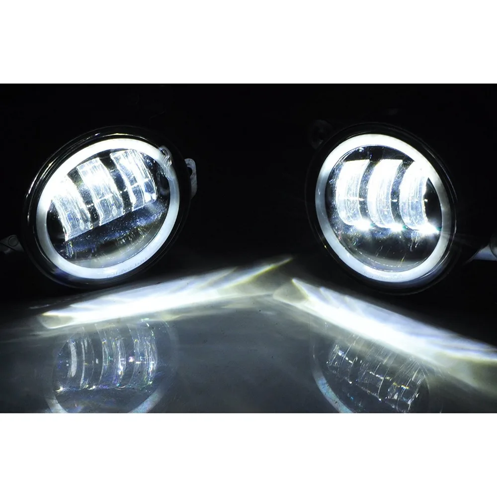 4 дюйма круглый светодиодный противотуманный светильник, белое кольцо, ангельские глазки и белая лампа, DRL лампа, угловые глазки для Jeep Wrangler JK TJ LJ Grand Cherokee