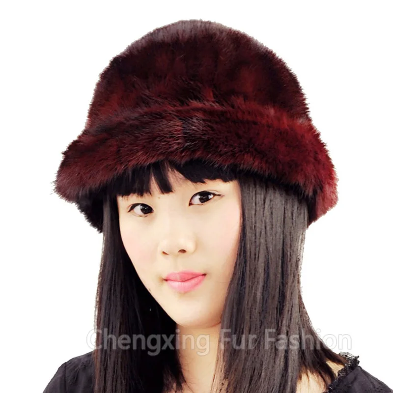 

CX-C-25B Genuine Fur Quality Patchwork Real Mink Fur Cap