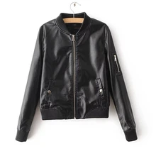 Осень женский pu кожаный воротник Маленькая кожаная женская короткая куртка мотоциклетная кожаная куртка
