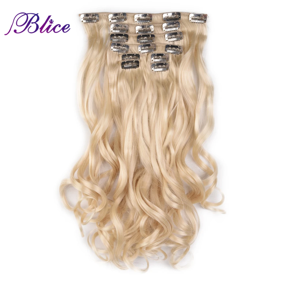 

Blice Synthetic 8Pcs/set 18 Clips In Hair Hairpieces 20 Inch Natural Wave Long Heat Resistant Hair Extensions Blonde