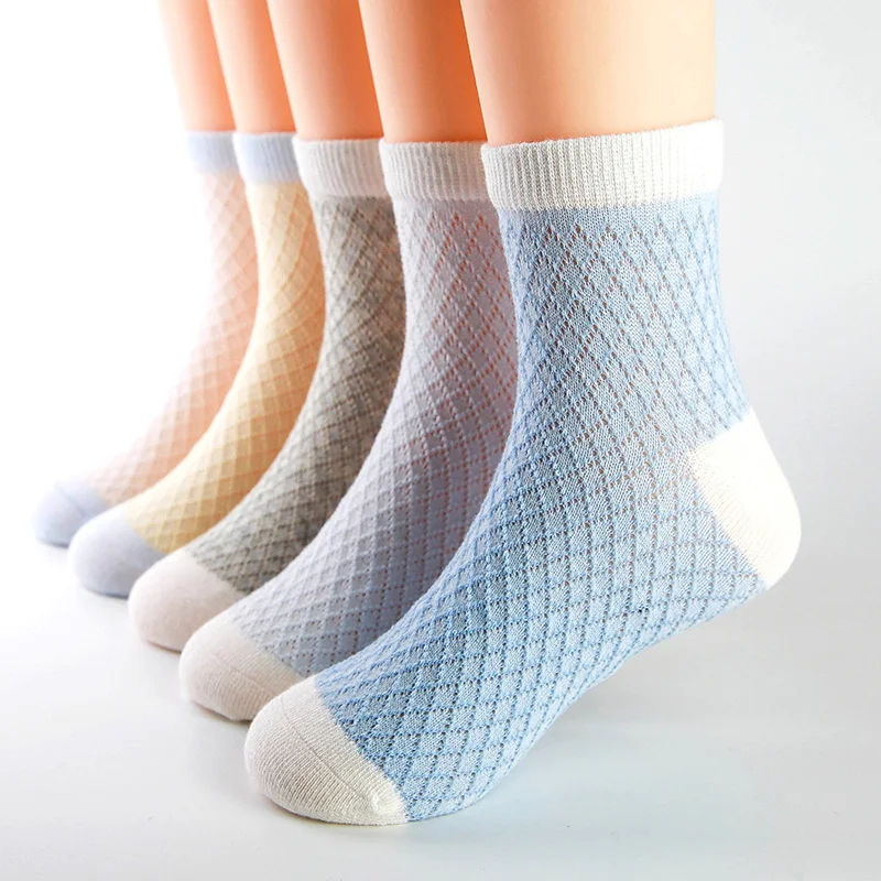 Summer Children Socks 5 Pairs Thin Cotton Boys Socks Mesh Girls Socks