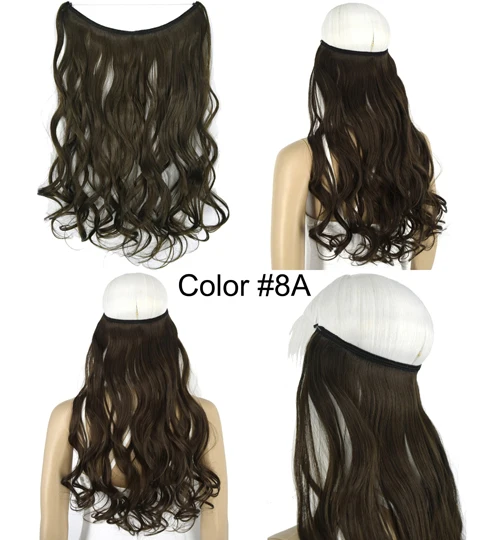 Термостойкие синтетические волокна тела волна эластичность невидимая проволока Halo волосы для наращивания 8108 - Цвет: 8A