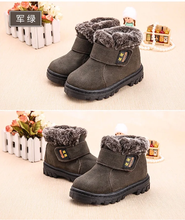 Детские ботинки; модные повседневные зимние ботинки из натуральной кожи для девочек и мальчиков; теплые удобные детские ботинки; детская кожаная обувь