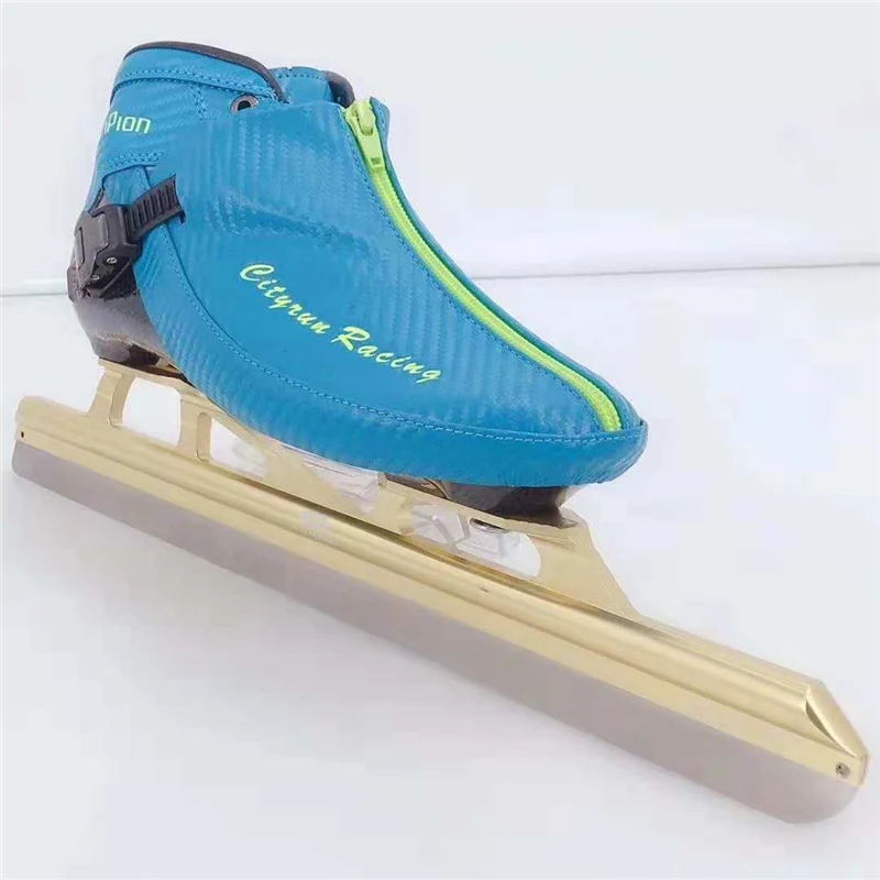 CITYRUN Ледовые коньки обувь фиксированная дорожка для внутреннего соревнования гоночный роликовый скоростной скейт Чемпион 430 мм 410 мм 380 мм 18 CT тренировка на молнии - Цвет: Blue