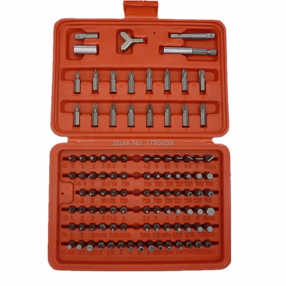 

100pcs Security Screwdriver Tamper Proof Torx Phillips Slotted Tri Wing Hex Bit Set Nut Driver Magnetic Holder Tools With Case