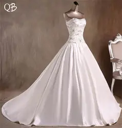 100% настоящая фотография бальное платье Милая атласная бисером Свадебные платья со стразами длинное официальное элегантное роскошное 2019
