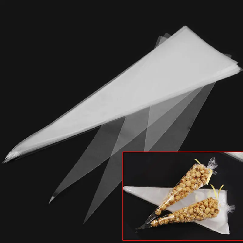 

50pcs Christmas Cone Clear Candy Birthday Party Gifts Display Cellophane Cello Treat Bags #80694