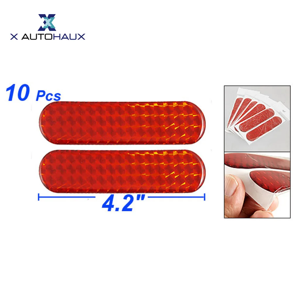 10 шт./лот красный авто самоклеющиеся безопасности светоотражающие наклейки