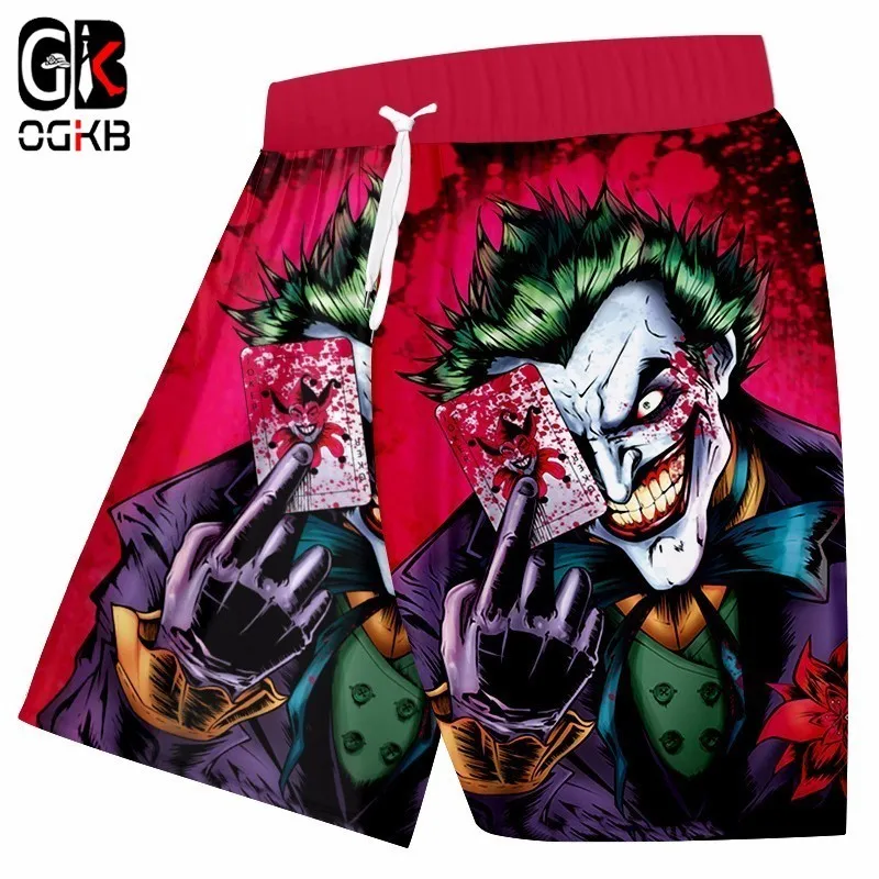 OGKB летние топы мужские пляжные шорты с принтом самоубийц сквад Джокер 3D бордшорты мужские хип-хоп быстросохнущие полиэфирные трусы-боксеры