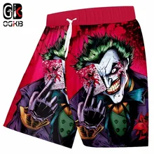 OGKB летние топы мужские пляжные шорты с принтом самоубийц сквад Джокер 3D бордшорты мужские хип-хоп быстросохнущие полиэфирные трусы-боксеры