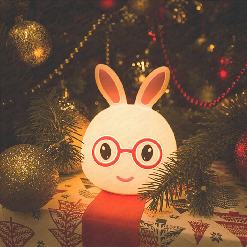 Прямые продажи с фабрики LED Красочный Мэн кролик Силиконовые Огни ночного света USB аккумуляторная лампа творческие подарки Рождественские
