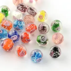 Pandahall 100 pc смешанные Цвет ручной световой внутренний цветок бусины Lampwork Круглый изготовление бижутерии для ожерелья, 8/10/12 мм