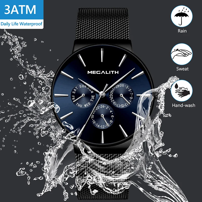 MEGALITH модные повседневные кварцевые мужские часы водонепроницаемые ультра тонкие мужские s часы Лидирующий бренд Роскошные спортивные наручные часы для мужчин часы