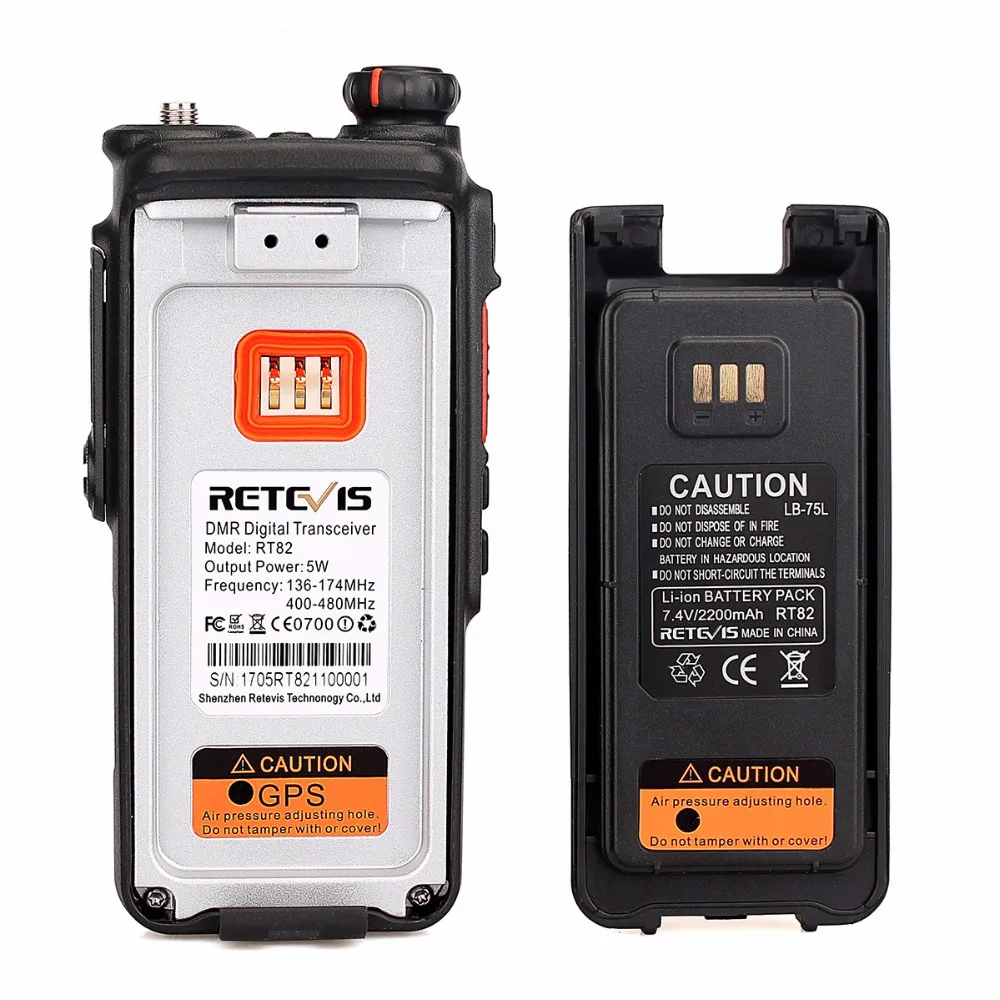 Retevis RT82 GPS Двухдиапазонная DMR радиостанция цифровая рация DCDM TDMA IP67