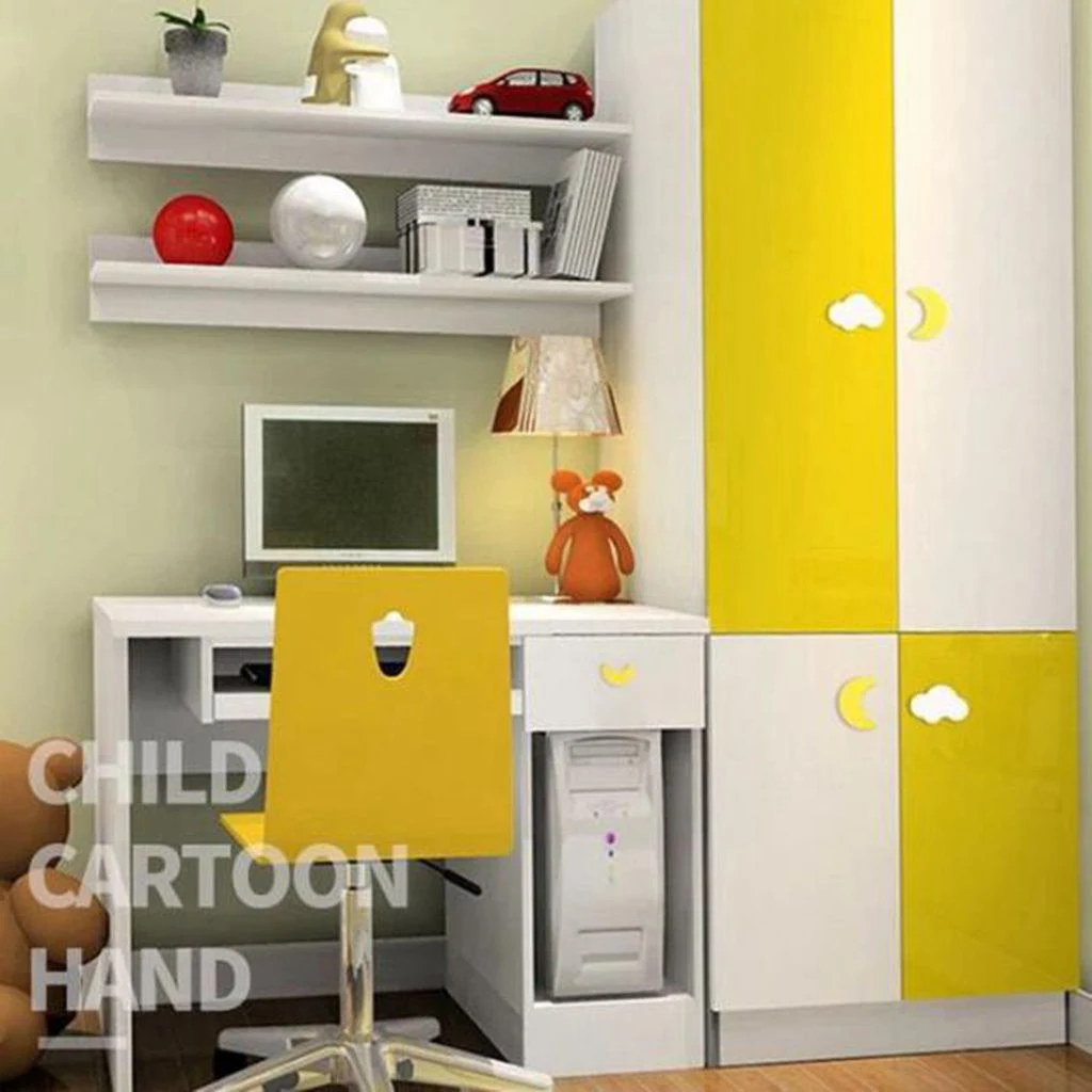 Kids Drawer Cabinet Pulls Room Knobs and Handles Cloud Shaped Cartoon Furniture Handles Plastic  Cloud Door Knob- L/S