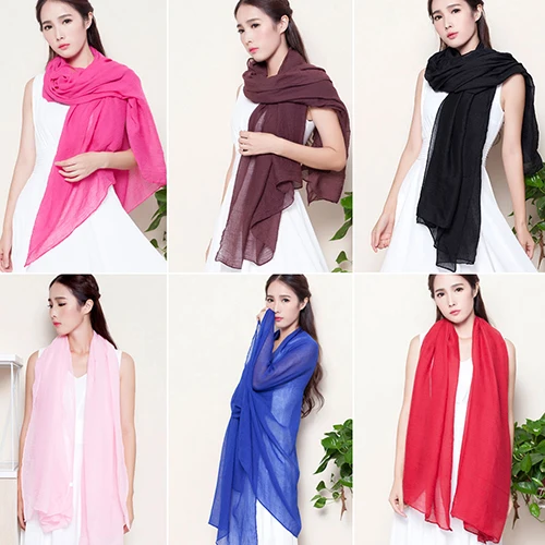 

Women's Fashion Long Cotton Linen Scarf Shawl Solid Color Stole Pashmina