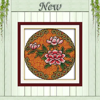 

Fortune comes with blooming flower lotu Painting Counted Print on canvas DMC 14CT 11CT Cross Stitch Needlework Kit Embroider Set