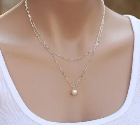 

Summer Jewelry Fashion Simple simulated Pearl Necklace Long Tassel Pearl Beads Pendant necklace For Women