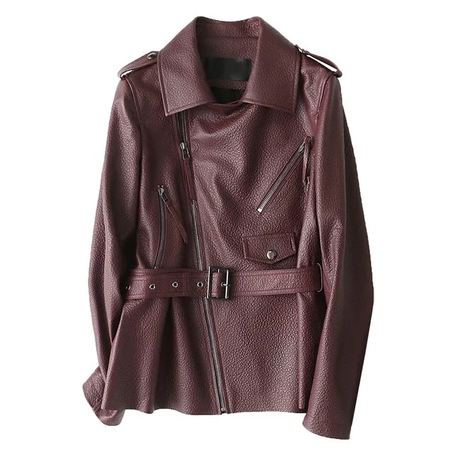 

High Quality Real Leather Jacket Women Regular Natural Sheepskin Coat Female Spring Autumn Genuine Leather Jackets with Belt