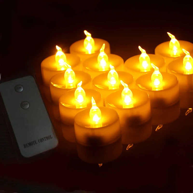 48 LED WarmTealight Candle Flameless Flickering Wedding Party Battery Incl Decor 