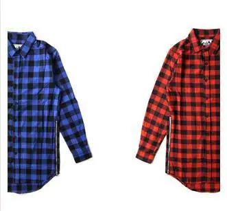 Black White Red Plaid Xxl Long Back Street Wear Swag Man Hip Hop
