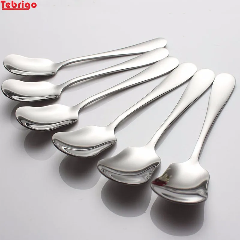 

Tebrigo 6 Pcs/Set Stainless Steel Ice Cream Spoon Tea Spoon Dessert Cake Sugar Spoon Kitchen Flatware Tools