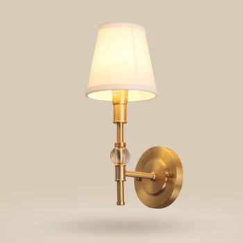 

2017 new American country full of copper crystal single head lamp living room bedroom corridor aisle wall lamp