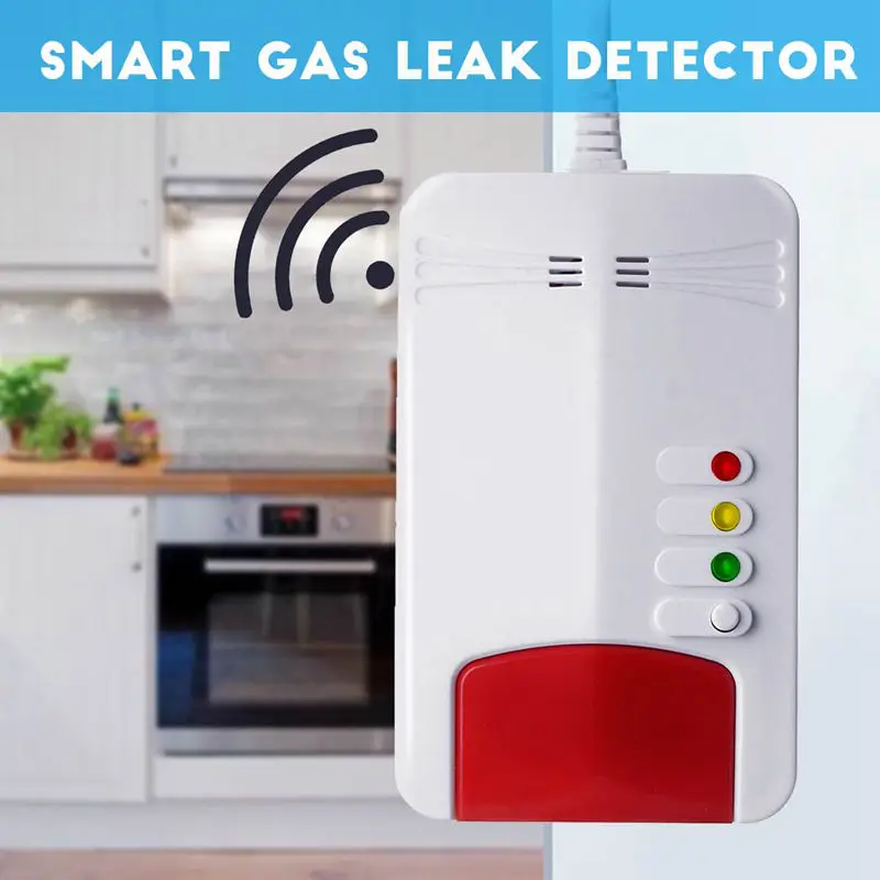 

Smart Gas Leak Detector Natural Gas Alarm Sensor Propane Butane Methane Analyzer Alarm Warning Home Security Indicator Light(E