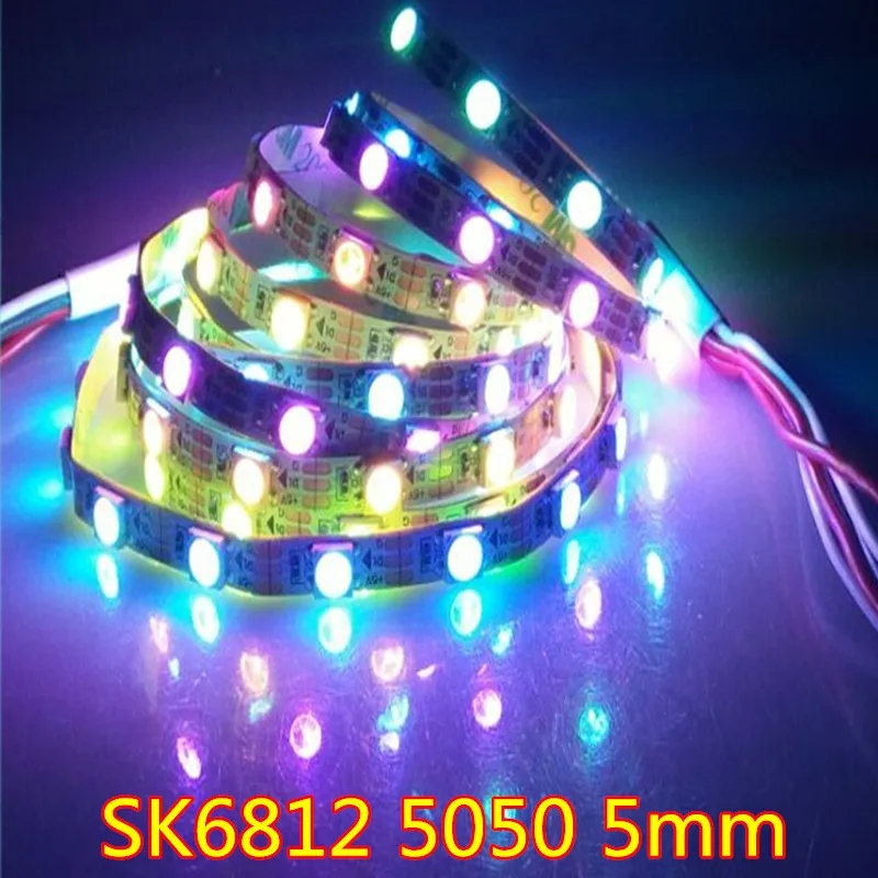 SK6812MINI 3535 4 мм/SK6812 5050 5 мм DC5V RGB светодиодный пиксель полосы, 1 м, 2 м, 5 м 60 Светодиодный s/М, 4 мм, 5 мм, гибкая печатная плата, не водонепроницаемый 60 пикс./м как WS2812B