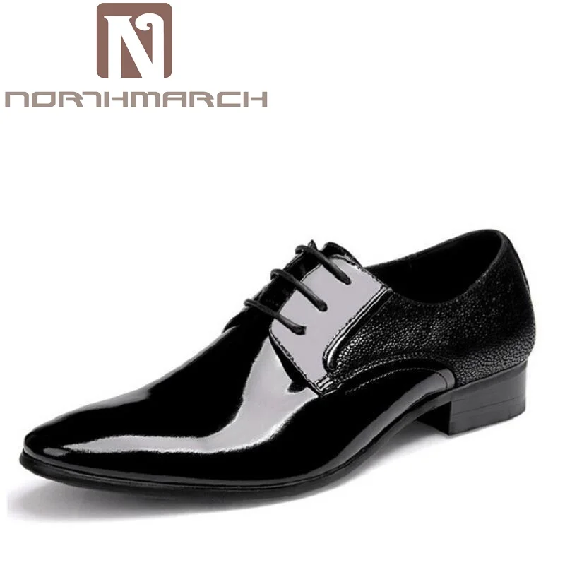 

NORTHMARCH 2018 New Office Oxford Shoes Patent Leather Business Dress Shoes Men Flats For Men Zapatos Hombre Black Derby Shoes