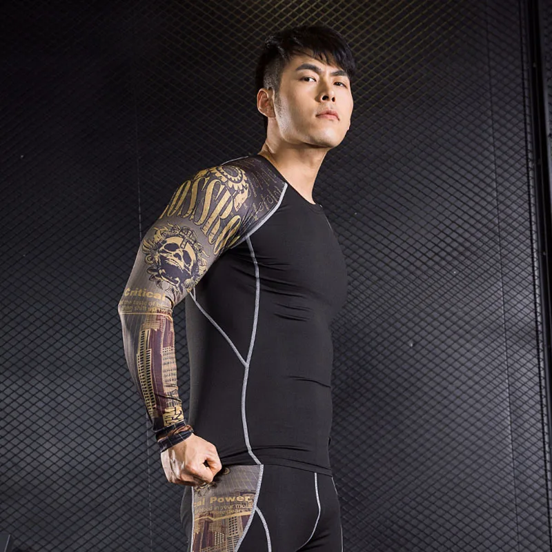 Мужские спортивные термобелье Спортивное компрессионное белье Gym Training колготки быстросохнущая Влагоотводящая одежда