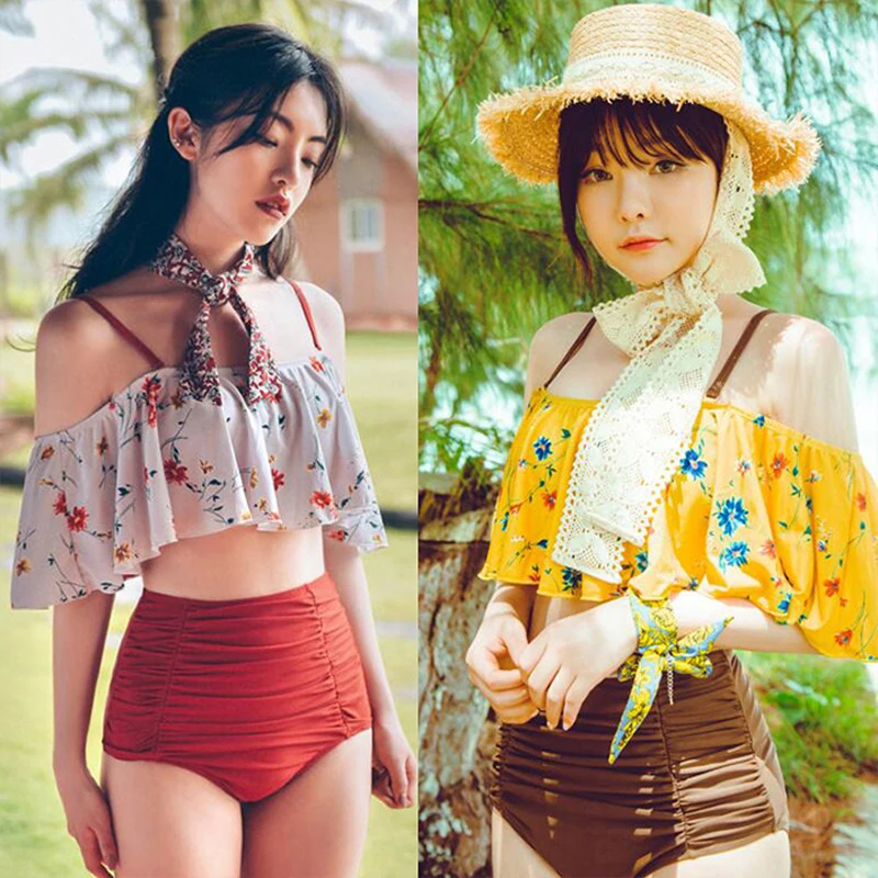 

2019 Woman Bikinis Tankini Swimsuit Two Piece Bathing Suit Beachwear Women Robe New Sexy Solid Polyester Sierra Surfer