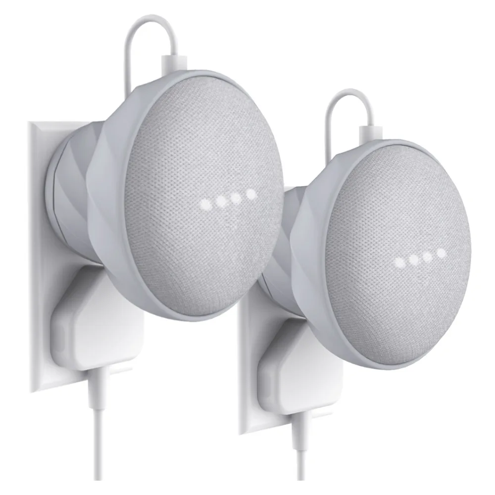 

KIWI design Outlet Wall Mount Holder for Google Home Mini, A Space-Saving Accessories Silicon Case 2Pack