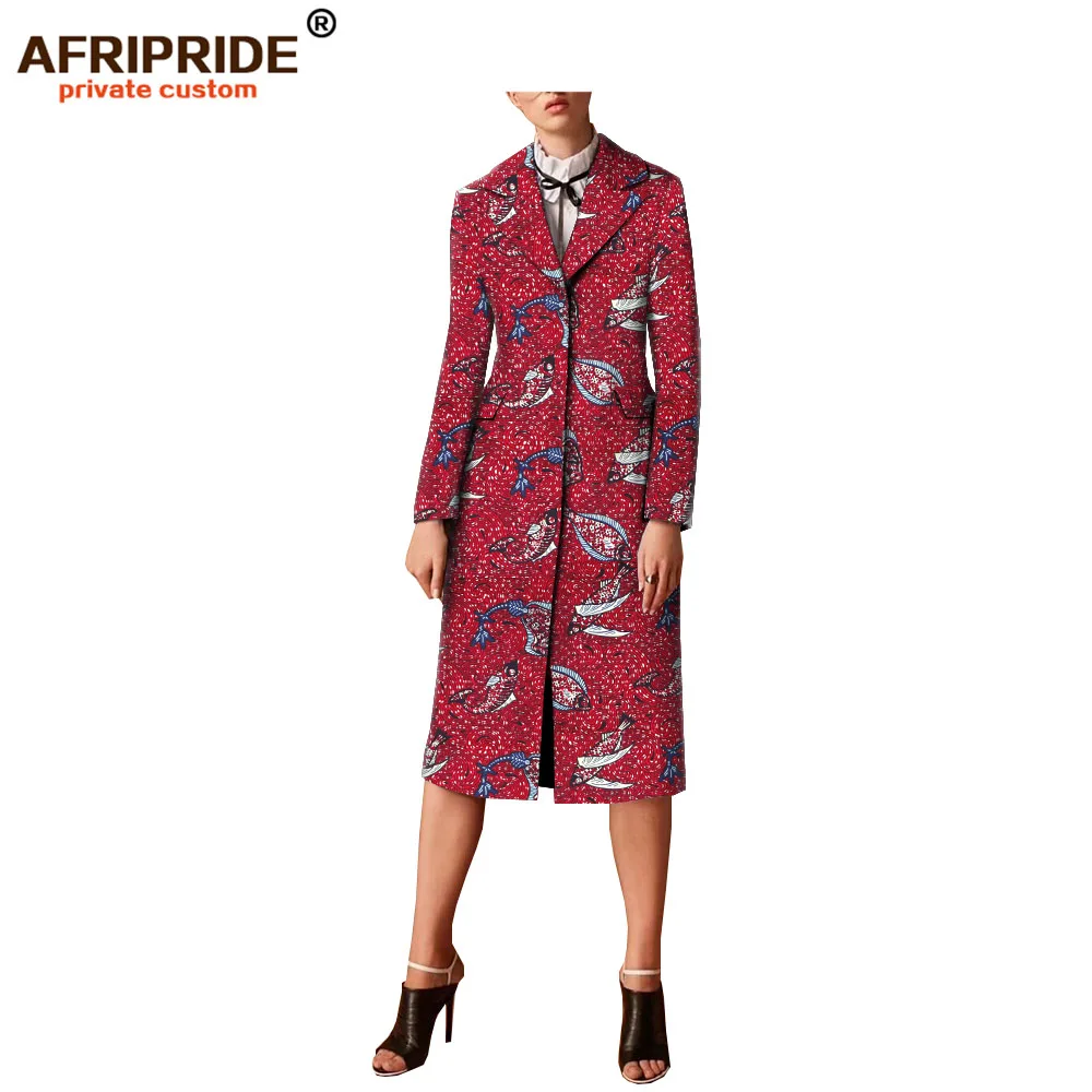 

2019 spring&autumn ankara print casual trench for women AFRIPRIDE bazin richi full sleeves single breasted women coat A1824008