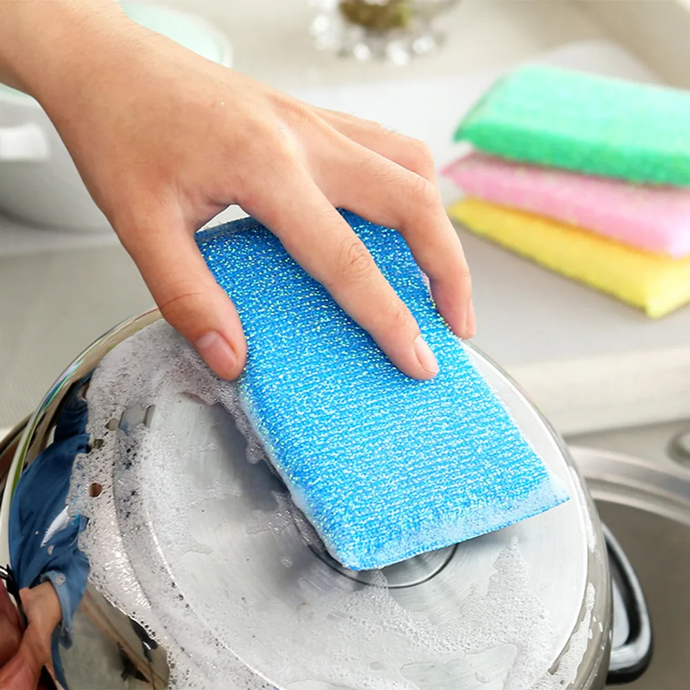 4Pcs Resistant Oil Dirty Washcloth Universal Sponge Brush Set Kitchen