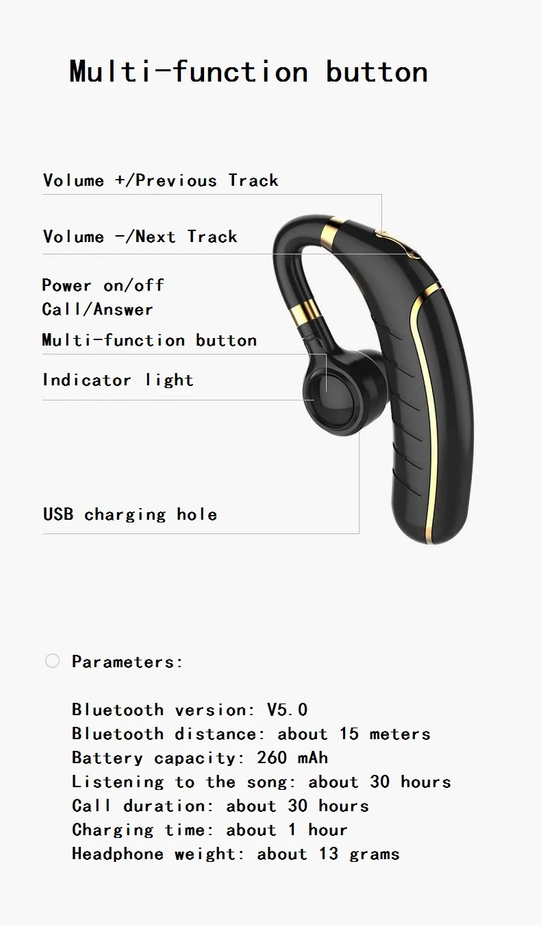 Новые беспроводные bluetooth-наушники FC1 с функцией громкой связи, шумоподавление, Бизнес Беспроводная bluetooth-гарнитура с микрофоном для вождения спорта