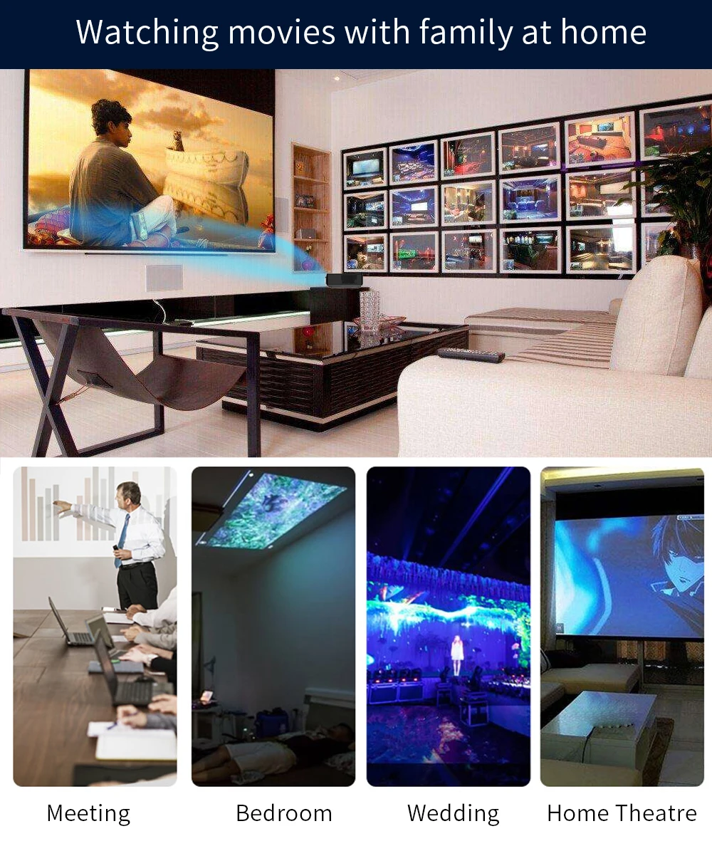 Poner Saund M8S Full HD Native 1080P Projector 5000 Lumens Cinema Proyector Beamer Android WiFi HDMI Projector Auto Correction