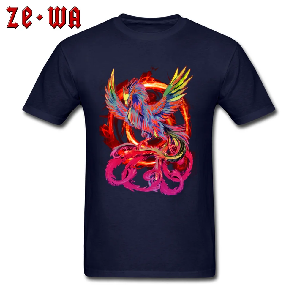 Fire Phoenix T-shirts for Adult cosie Thanksgiving Day Tops & Tees Short Sleeve 2018 Popular Tee Shirt Crewneck Pure Cotton Fire Phoenix navy