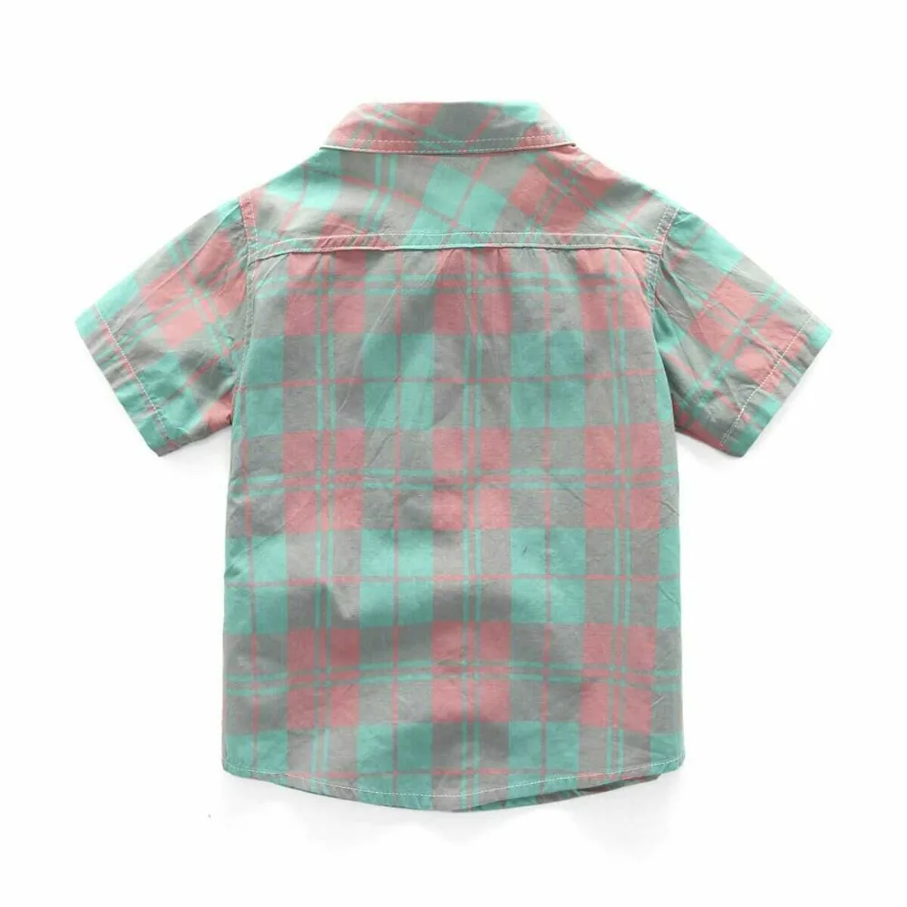 Бесплатная доставка, летняя детская клетчатая рубашка в полоску, рубашка из 100% хлопка, цветная детская одежда